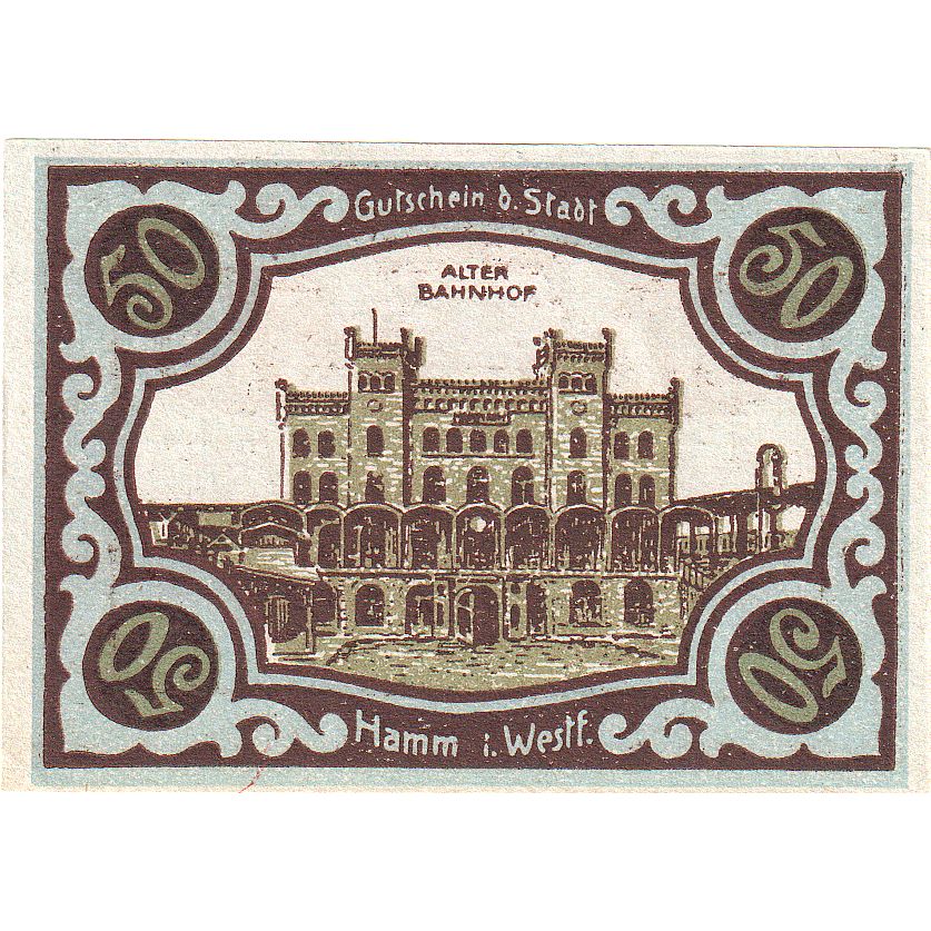 Banconote, Germania, Hamm, 50 Pfennig, Batiment, 1921, 1921-10-01, FDS