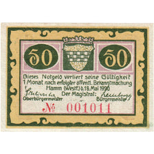 Banknote, Germany, Hamm, 50 Pfennig, Batiment, 1921, 1921-10-01, UNC(65-70)