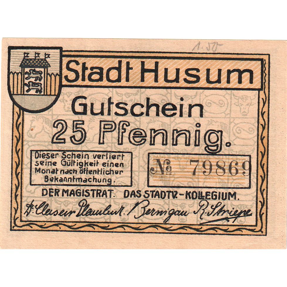 Deutschland, Husum, 25 Pfennig, UNZ-