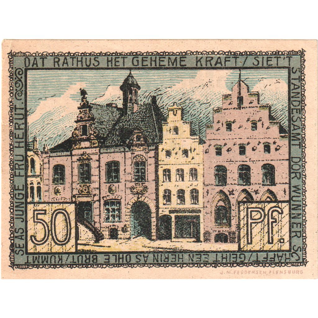Geldschein, Deutschland, Husum, 50 Pfennig, village, UNZ-, Mehl:639.1
