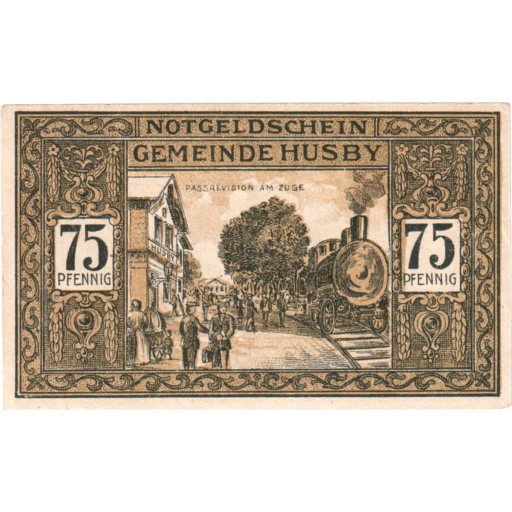 Geldschein, Deutschland, Husby, 75 Pfennig, train, 1921, 1921-12-15, UNZ-