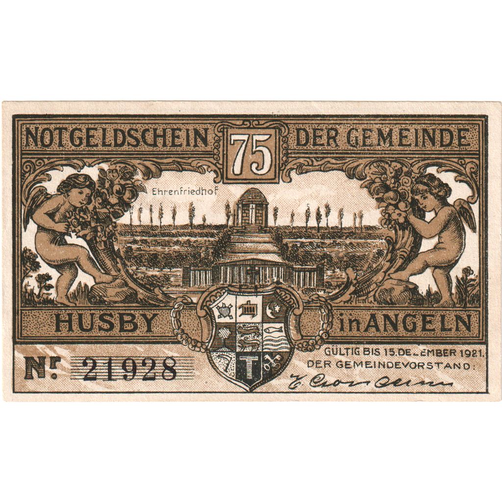 Geldschein, Deutschland, Husby, 75 Pfennig, train, 1921, 1921-12-15, UNZ-