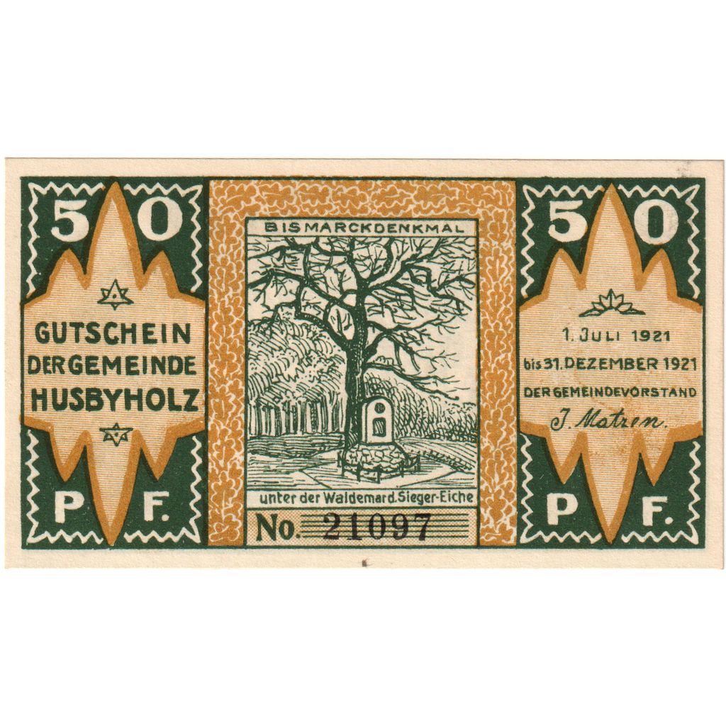 Banknot, Niemcy, Husbyholz, 50 Pfennig, personnage, 1921, 1921-12-31, UNC(63)