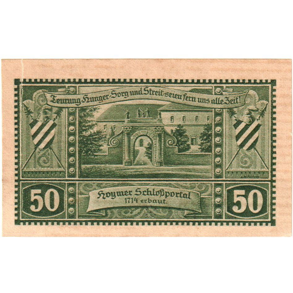 Banknot, Niemcy, Hoym, 50 Pfennig, Maison, 1921, 1921-05-17, UNC(60-62)