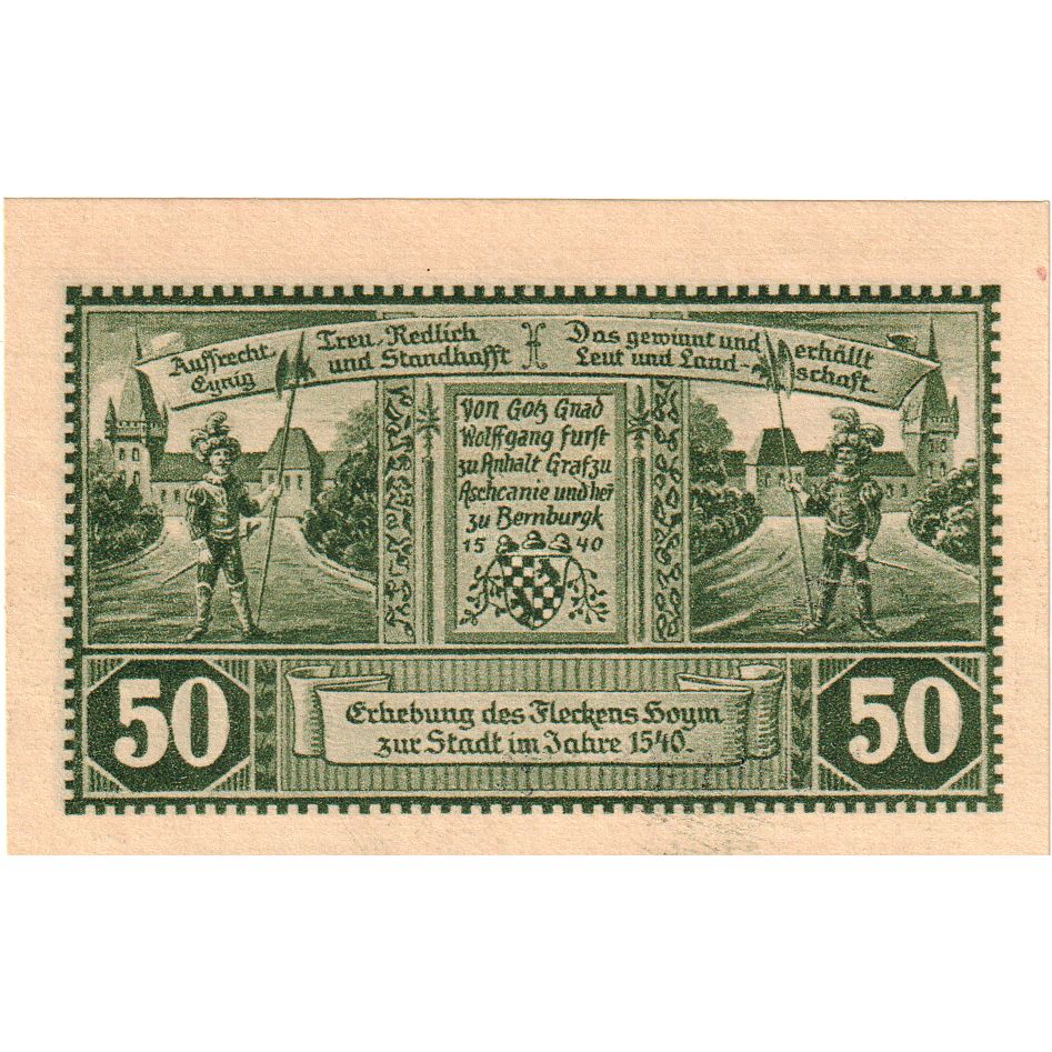 Geldschein, Deutschland, Hoym, 50 Pfennig, personnage, 1921, 1921-05-17, VZ+
