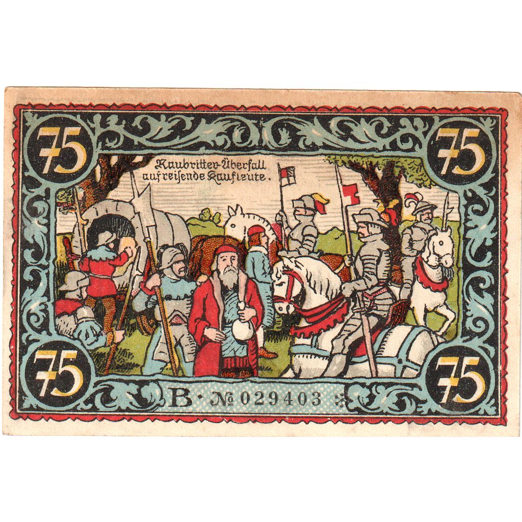 Nota, Alemanha, Friesack Stadt, 75 Pfennig, personnage, 1921, UNC(65-70)