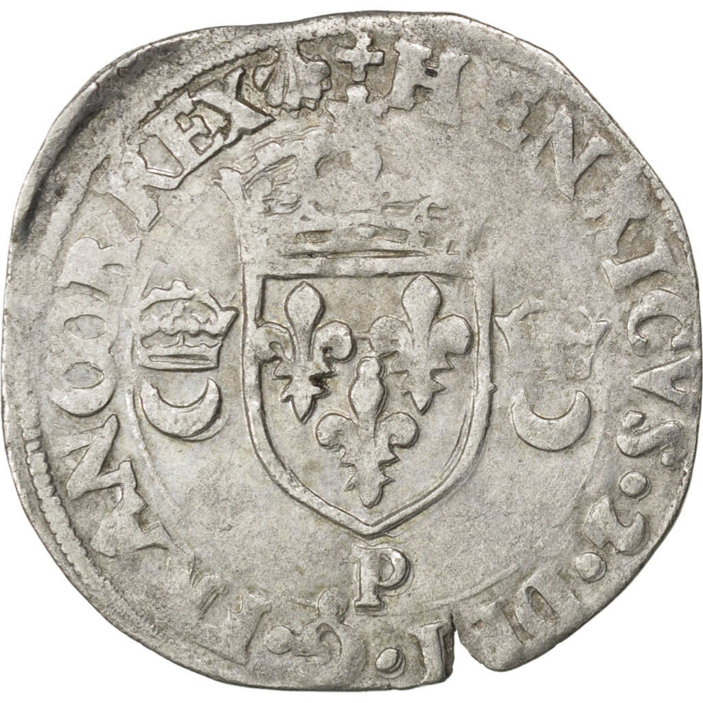 France, Douzain, 1550, Dijon, Billon, EF(40-45), Sombart:4380