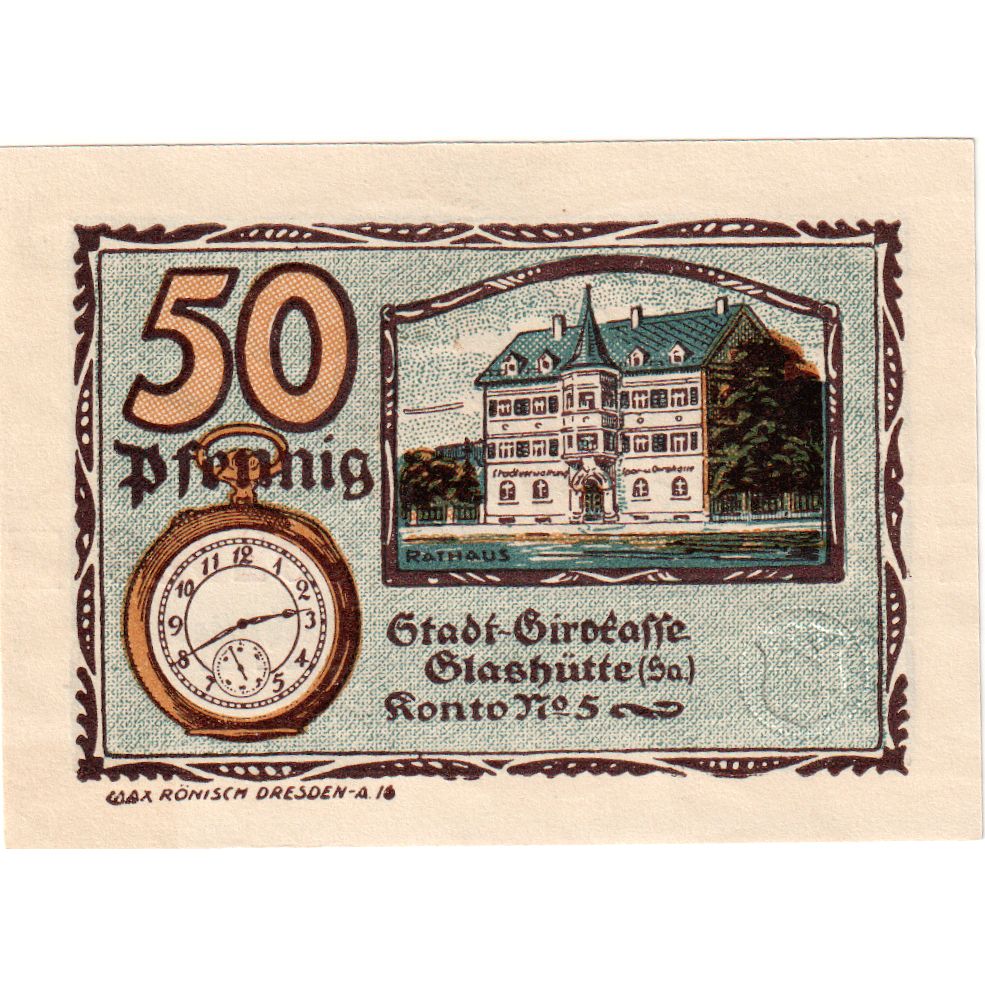 Banknote, Germany, Glashutte, 50 Pfennig, Maison, 1921, UNC(63), Mehl:430.1