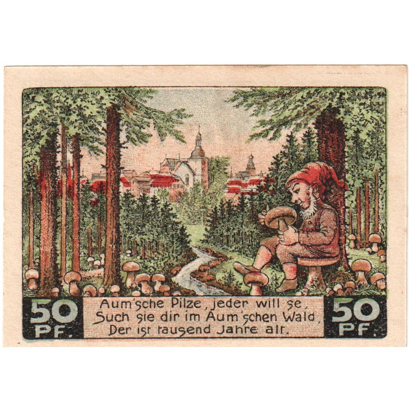 Banknot, Niemcy, Auma Stadt, 50 Pfennig, personnage, 1921, 1921-04-01