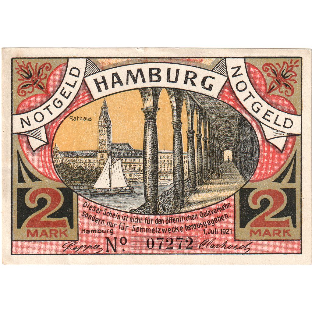 Allemagne, Hamburg, 2 Mark, militaire, 1921, 1921-07-01, NEUF, Mehl:519.1