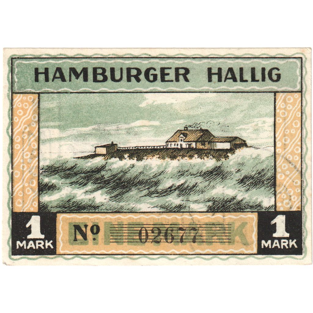 Deutschland, Hamburger Hallig, 1 Mark, paysage, O.D, UNZ, Mehl:564.2