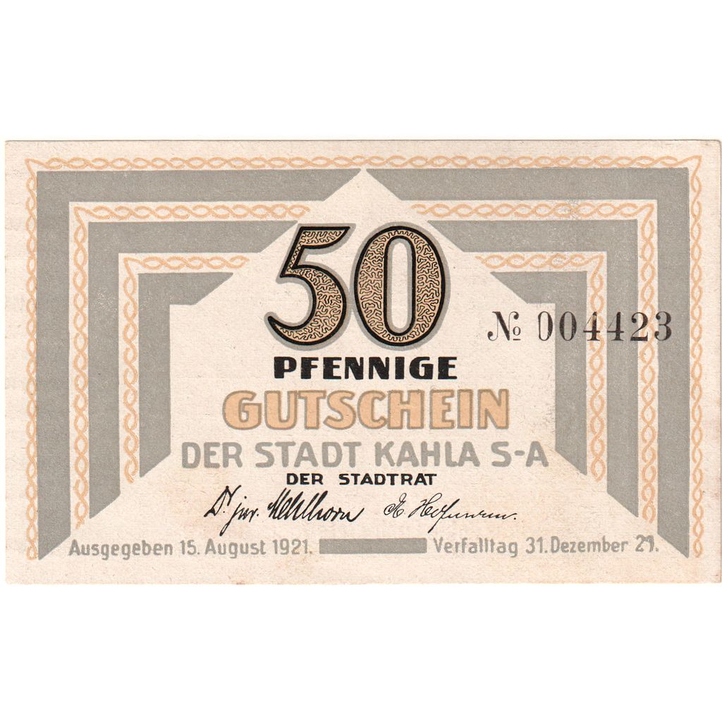 Deutschland, Kahla, 50 Pfennig, village, 1921, 1921-08-15, UNZ, Mehl:668.5