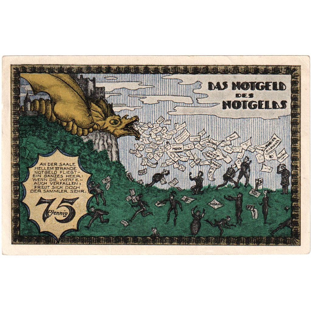 Allemagne, Kahla, 75 Pfennig, dragon, 1921, 1921-09-11, SPL, Mehl:669.1