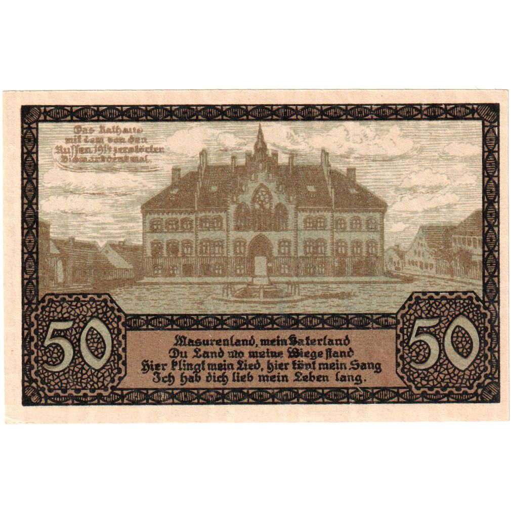 Deutschland, Johannisburg, 50 Pfennig, manoir, 1920, 1920-10-01, UNZ-