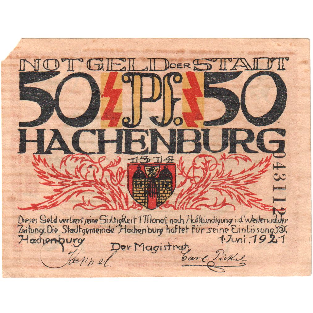 Deutschland, Hachenburg, 50 Pfennig, village, 1921, 1921-06-01, VZ, Mehl:498.1