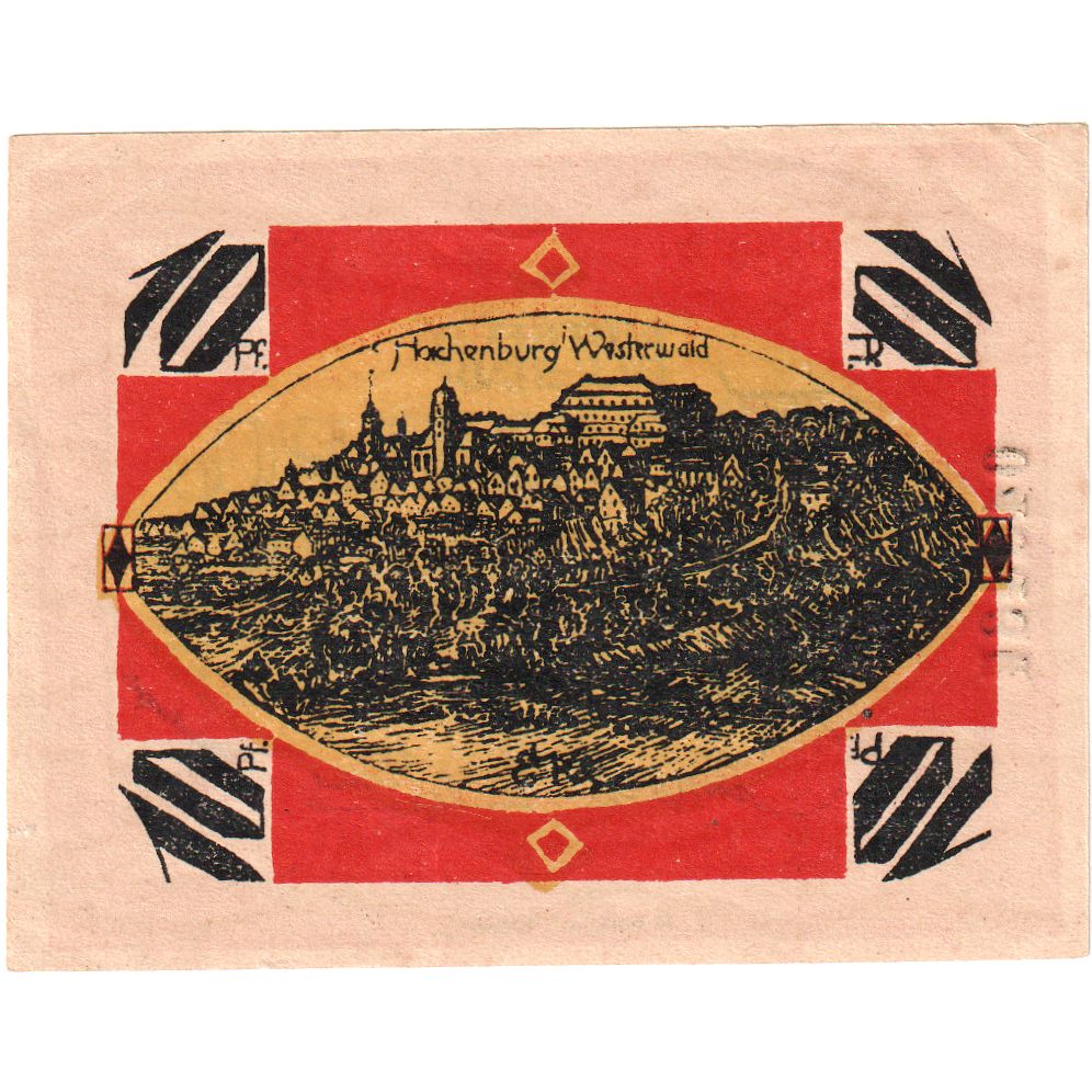 Niemcy, Hachenburg, 10 Pfennig, Ville, 1921, 1921-06-01, UNC(65-70), Mehl:498.1