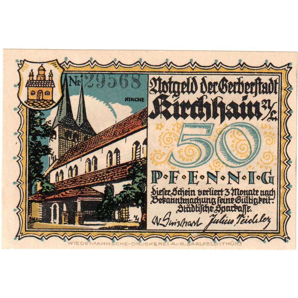 Alemanha, kirchhain, 50 Pfennig, personnage, 1921, 1921-08-01, UNC(63)