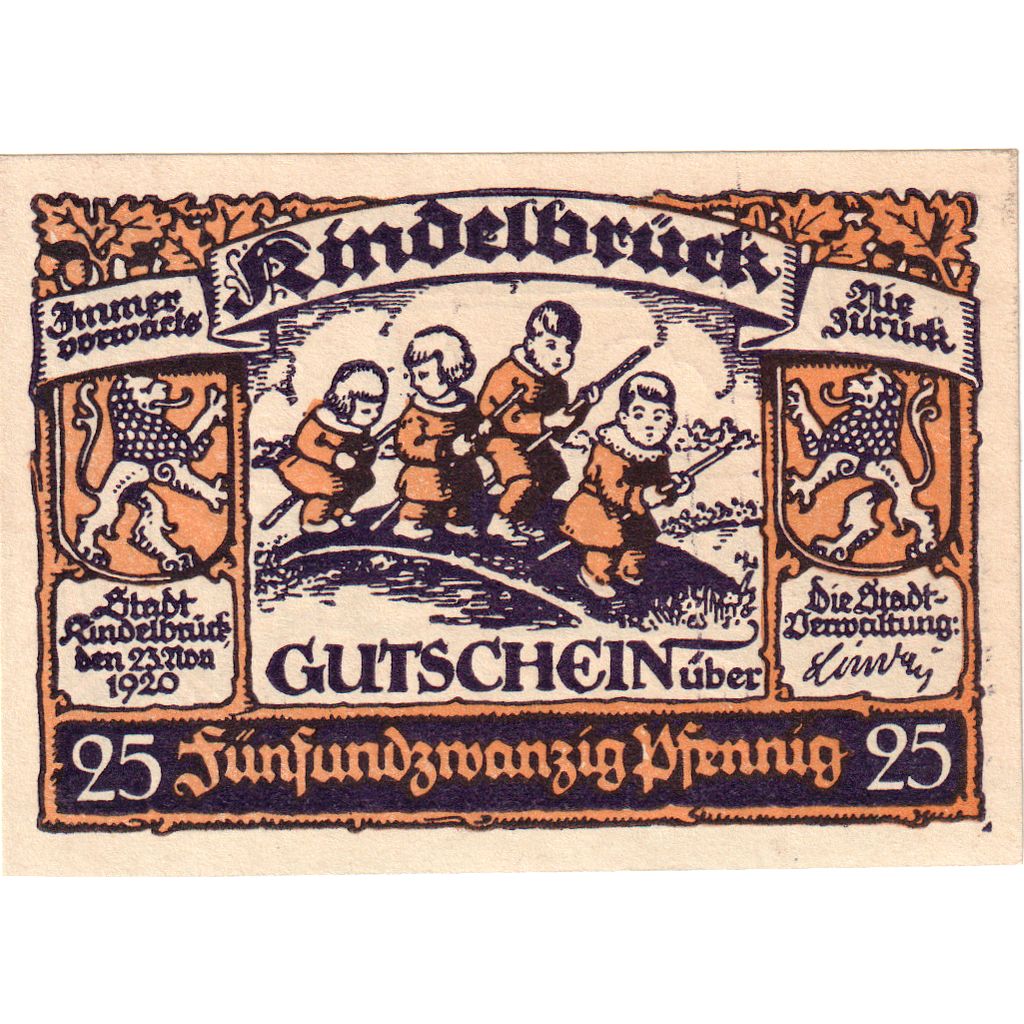 Geldschein, Deutschland, Kindelbrück, 25 Pfennig, paysage 1, 1920, 1920-11-23