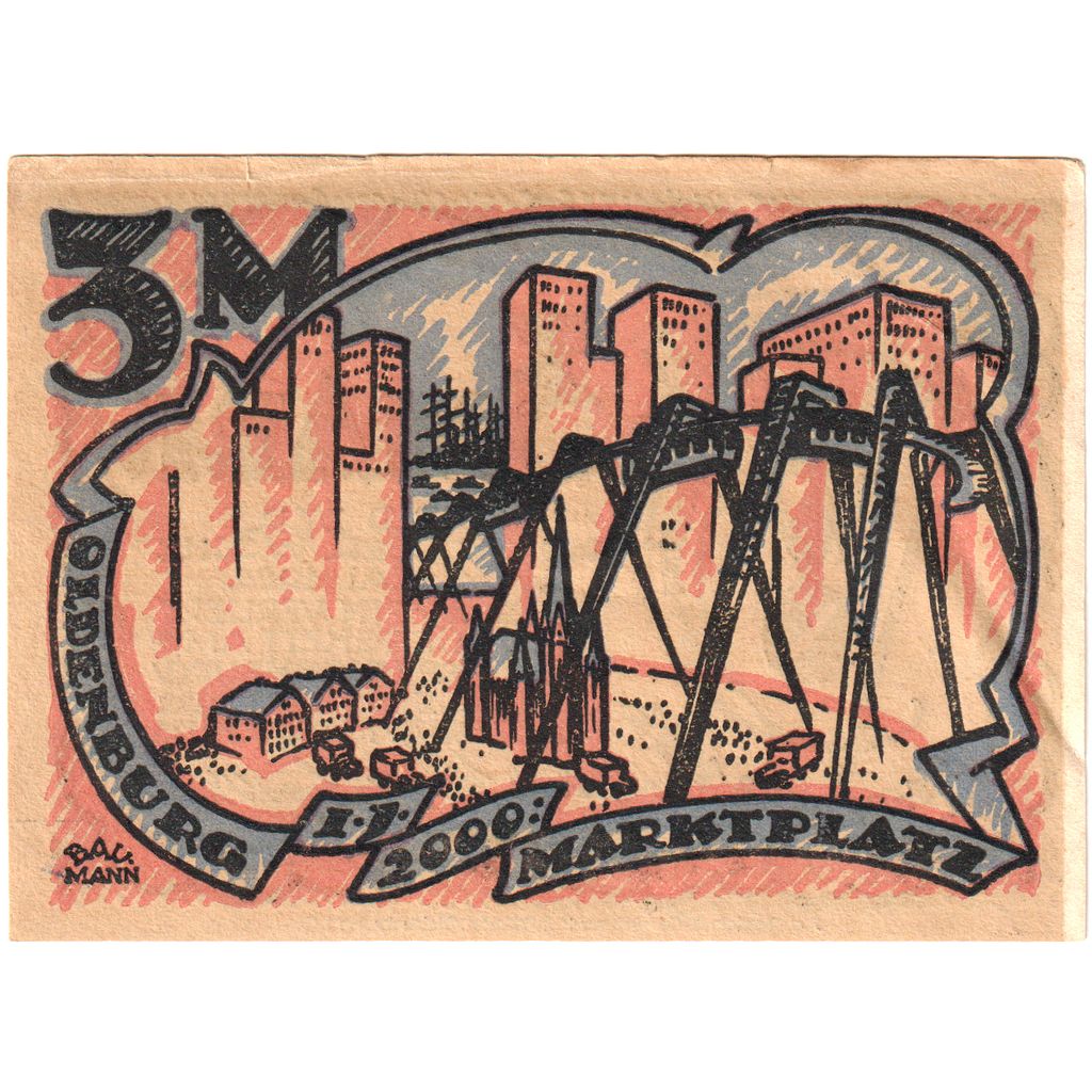 Niemcy, Oldenburg, 3 Mark, valeur faciale, 1922, 1922-05-21, UNC(65-70)