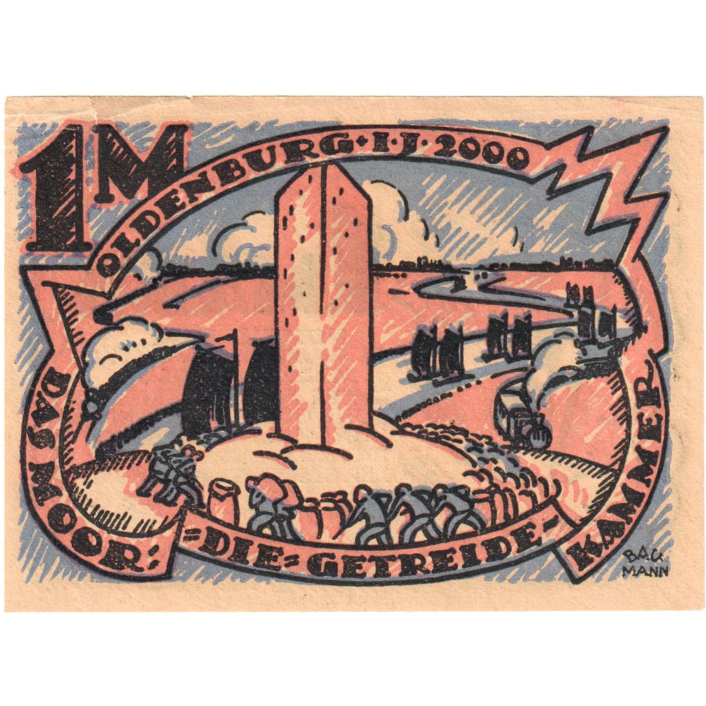 Deutschland, Oldenburg, 1 Mark, paysage, 1922, 1922-05-21, UNZ, Mehl:1018.1