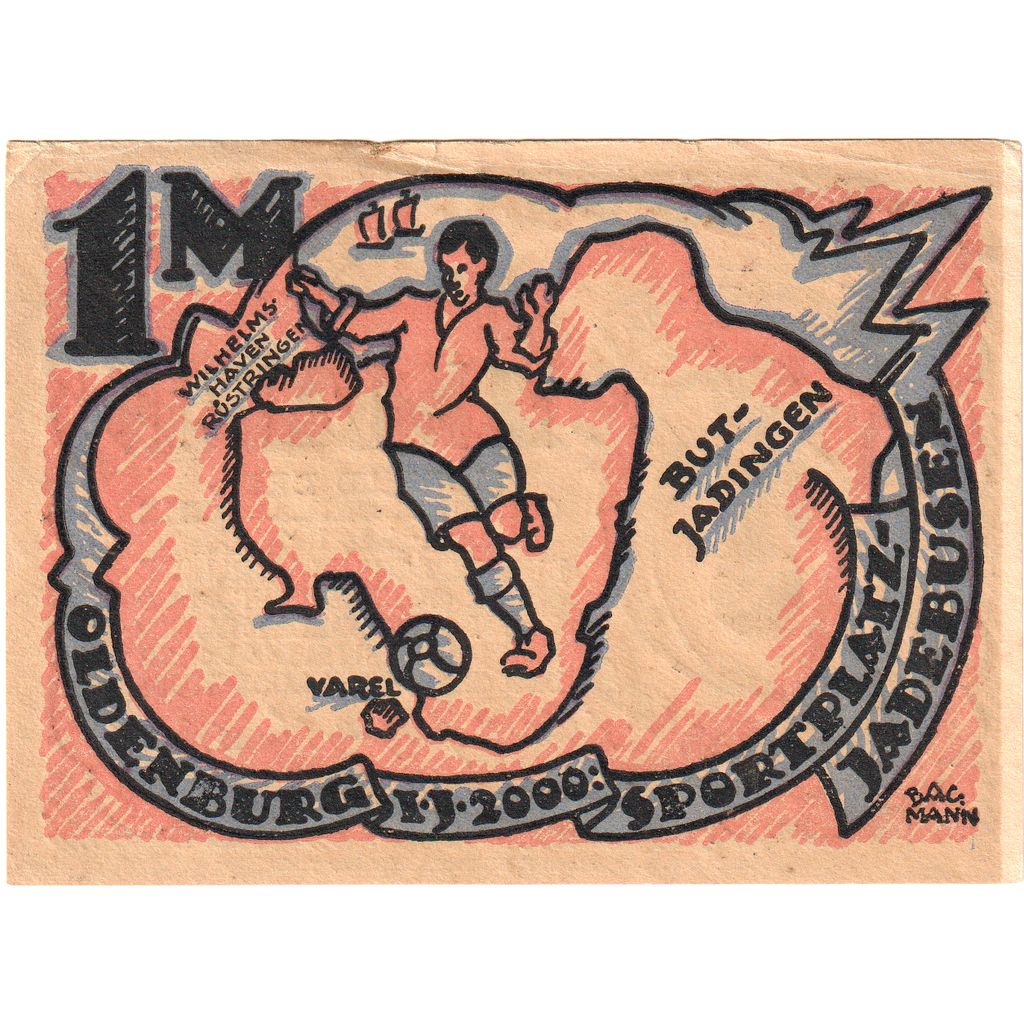 Germania, Oldenburg, 1 Mark, personnage, 1922, 1922-05-21, FDS, Mehl:1018.1