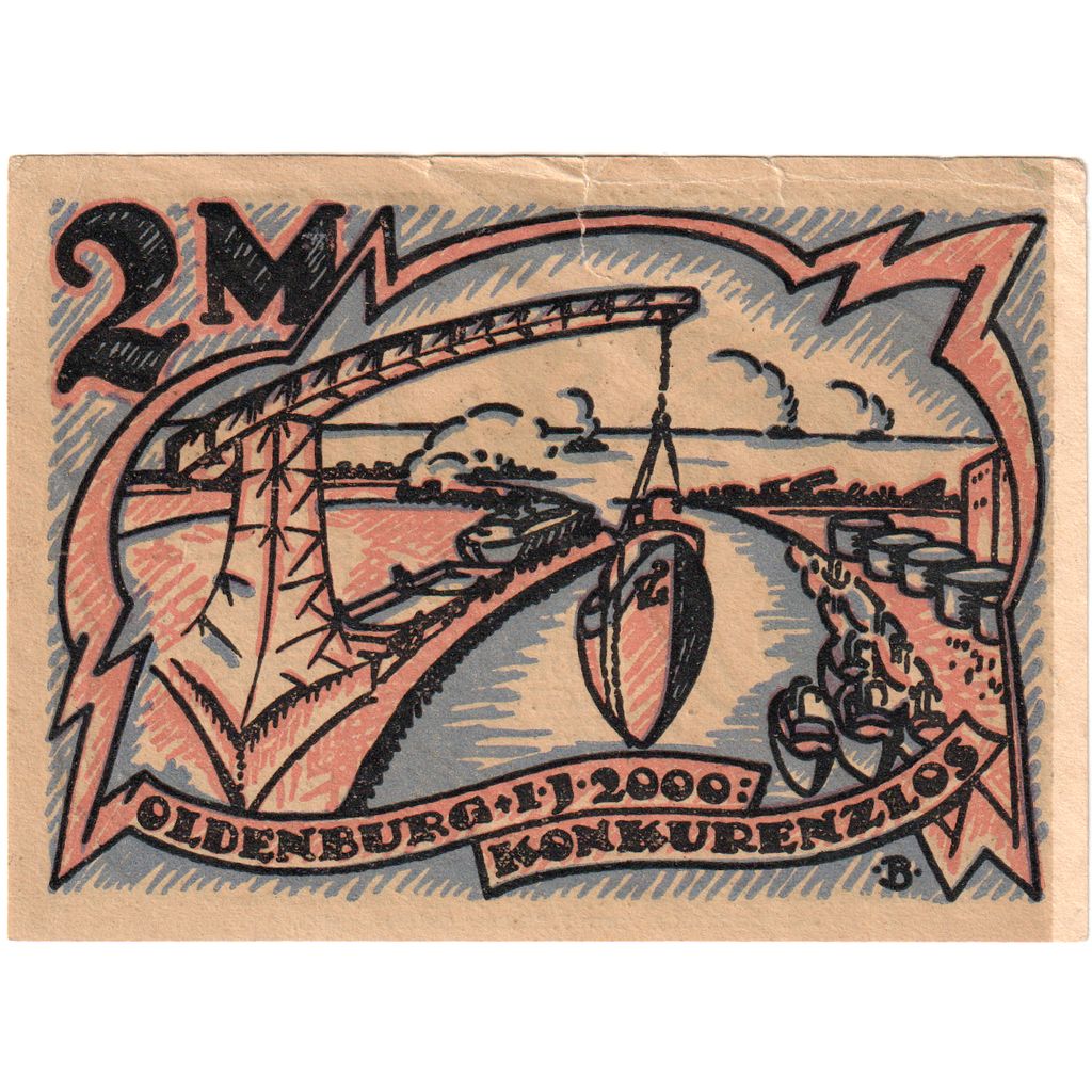 Deutschland, Oldenburg, 2 Mark, bateau, 1922, 1922-06-05, VZ+, Mehl:1018.1