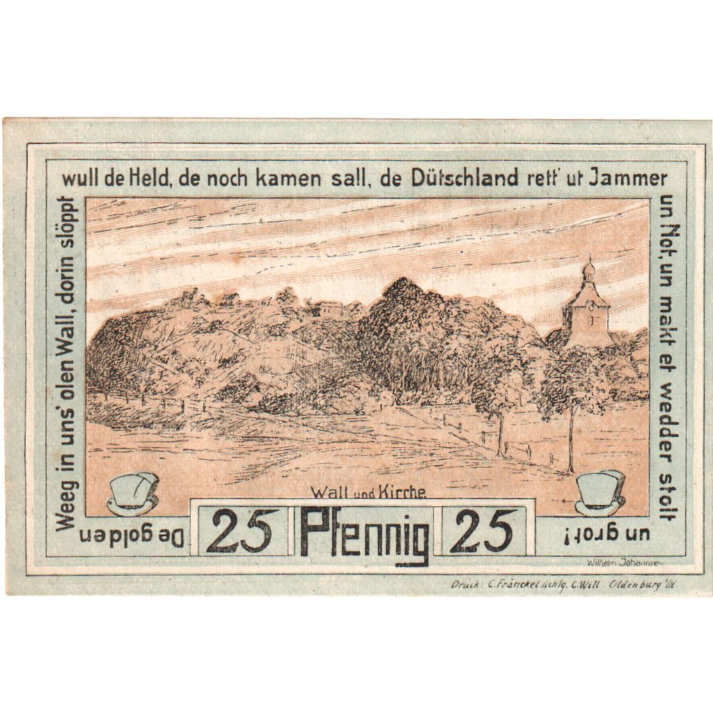 Alemania, Oldenburg i. Holstein Stadt, 25 Pfennig, paysage, 1922, 1922-01-01