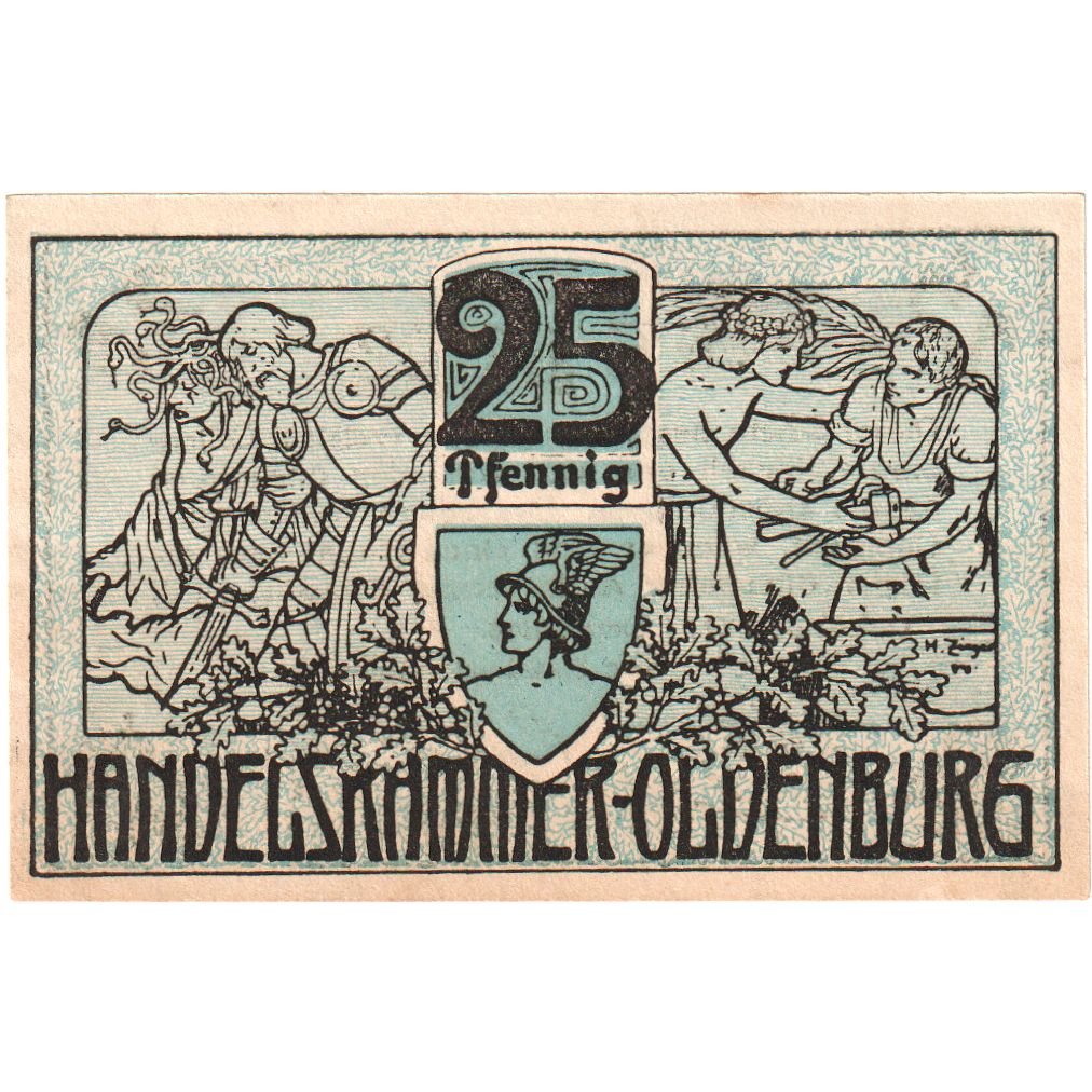 Allemagne, Oldenburg, 25 Pfennig, personnage, 1918, 1918-12-01, SUP+