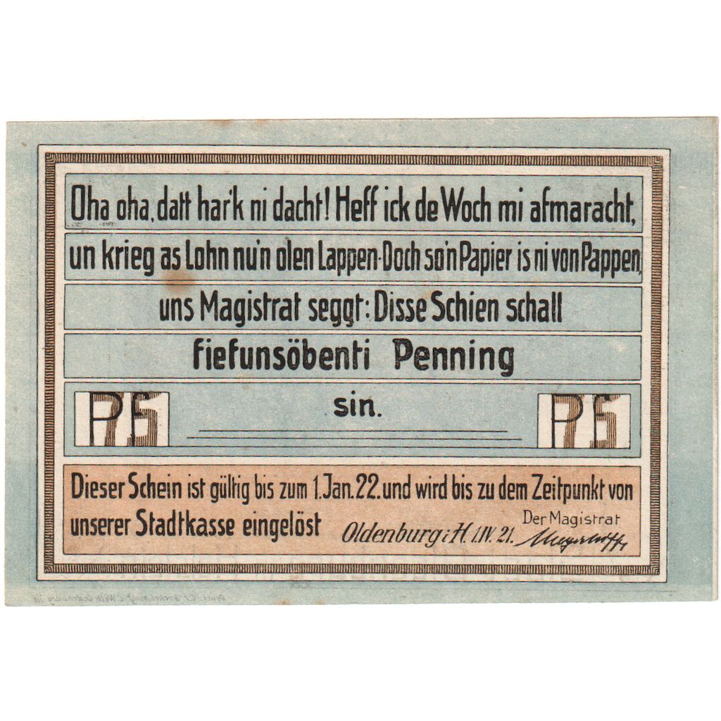 Deutschland, Oldenburg i. Holstein Stadt, 75 Pfennig, paysage, 1922, 1922-01-01