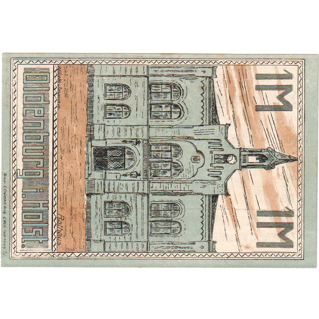 Alemania, Oldenburg i. Holstein Stadt, 1 Mark, Eglise 1, 1922, 1922-01-01, EBC+