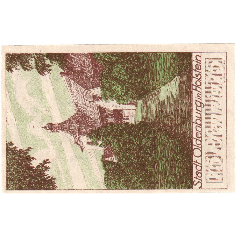 Billete, Alemania, Oldenburg i. Holstein Stadt, 75 Pfennig, Clocher, 1922