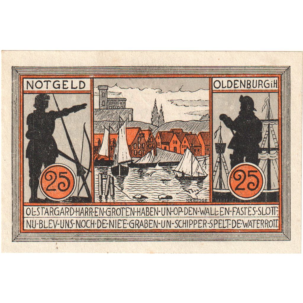 Alemania, Oldenburg i. Holstein Stadt, 25 Pfennig, paysage, 1922, 1922-01-01