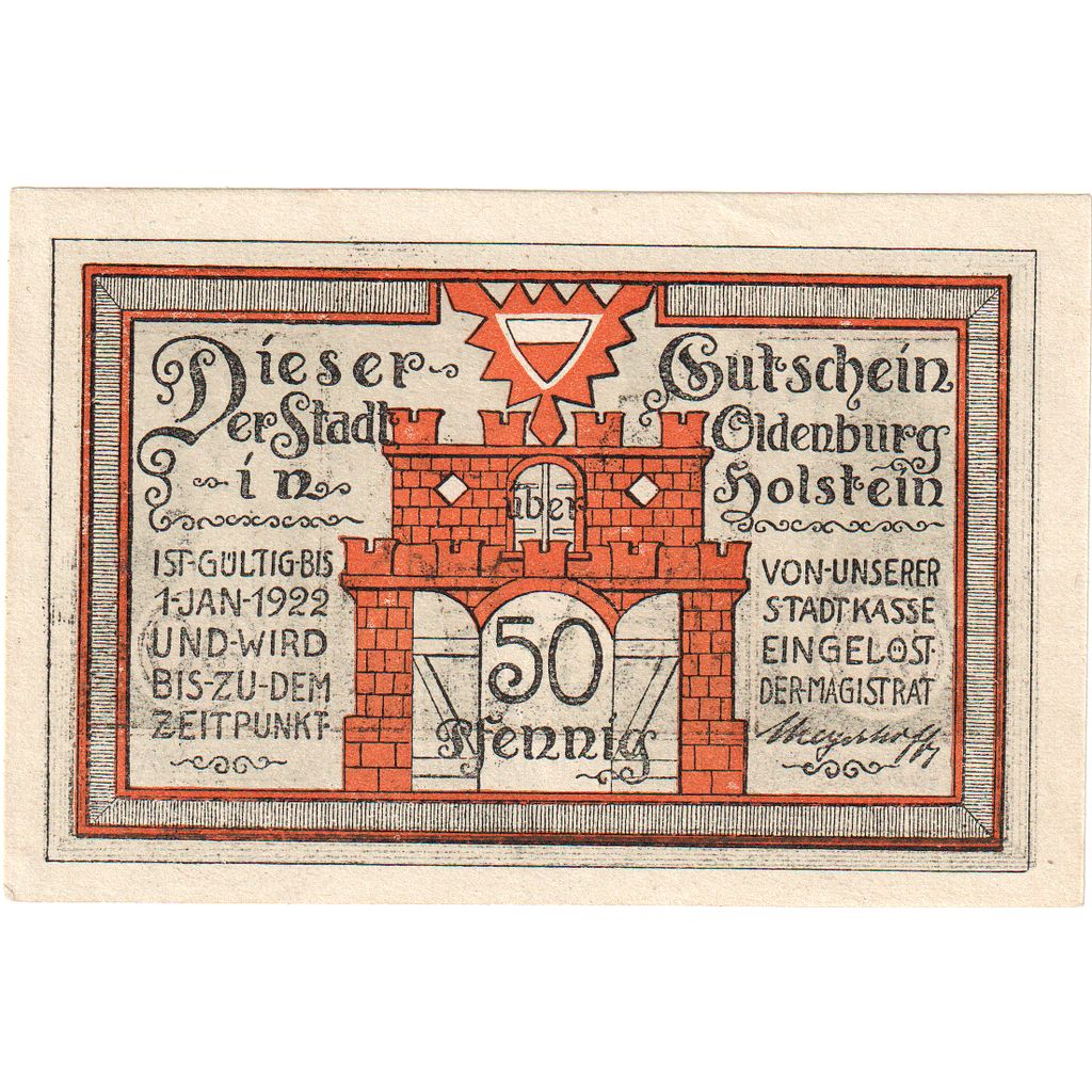 Deutschland, Oldenburg i. Holstein Stadt, 50 Pfennig, paysage, 1922, 1922-01-01
