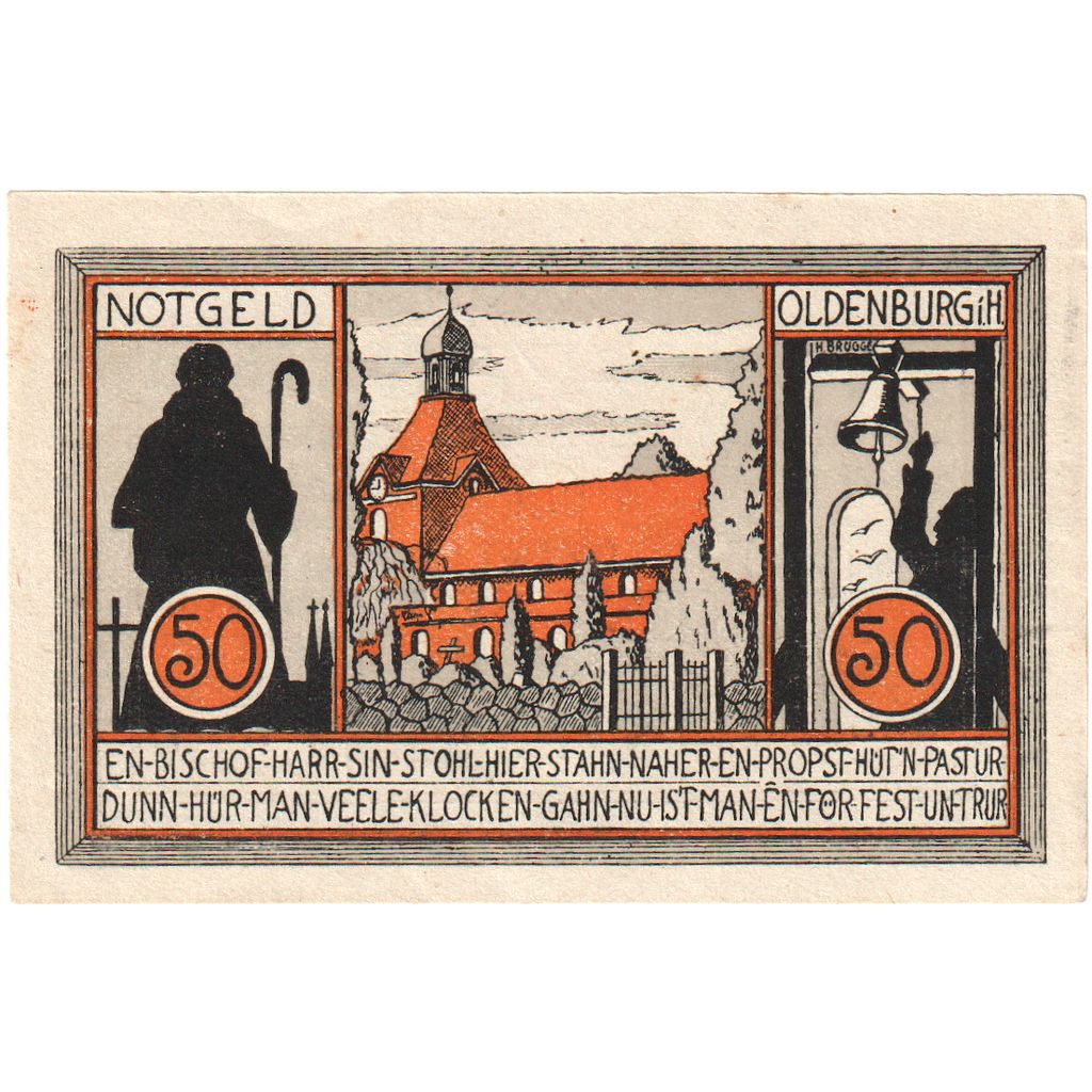 Deutschland, Oldenburg i. Holstein Stadt, 50 Pfennig, paysage, 1922, 1922-01-01