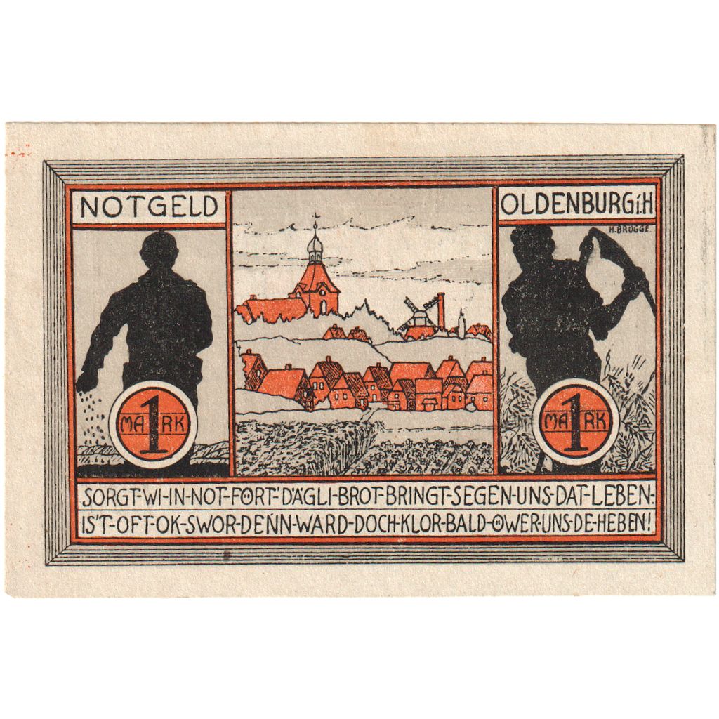 Germany, Oldenburg i. Holstein Stadt, 1 Mark, paysage, 1922, 1922-01-01