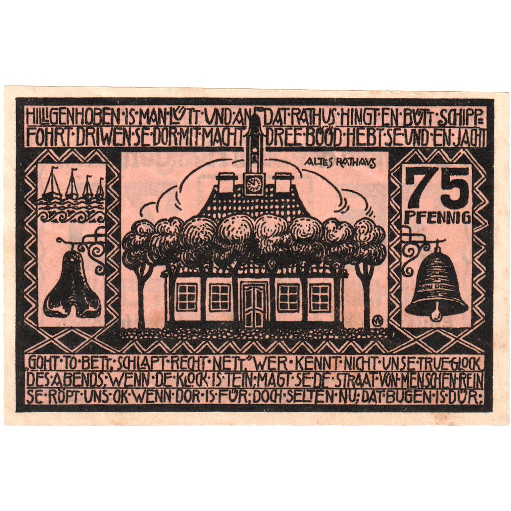 Deutschland, Heiligenhafen Stadt, 75 Pfennig, batiment 1, 1923, 1923-12-31, VZ