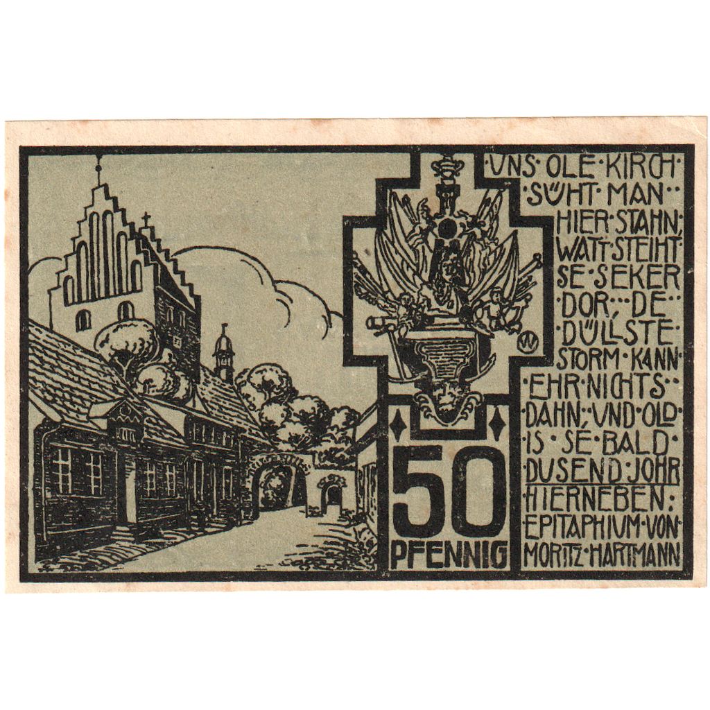 Deutschland, Heiligenhafen Stadt, 50 Pfennig, Batiment, 1923, 1923-12-31, VZ+