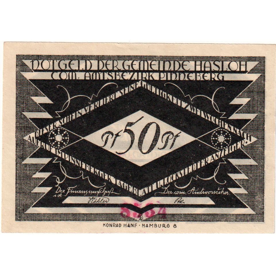 Germany, Hasloh, 50 Pfennig, personnage, O.D, UNC(65-70), Mehl:584.1