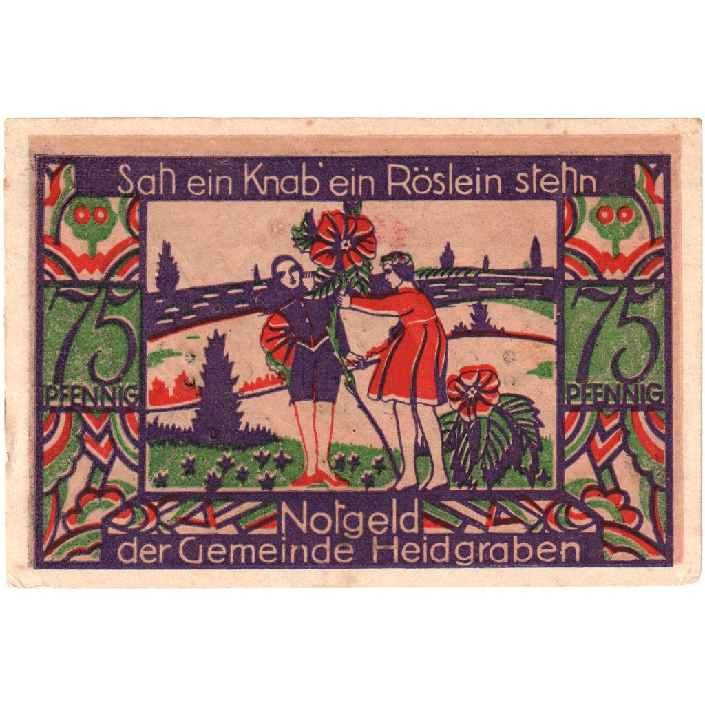 Germania, Heidgraben, 75 Pfennig, Fleur, O.D, FDS, Mehl:589.2a