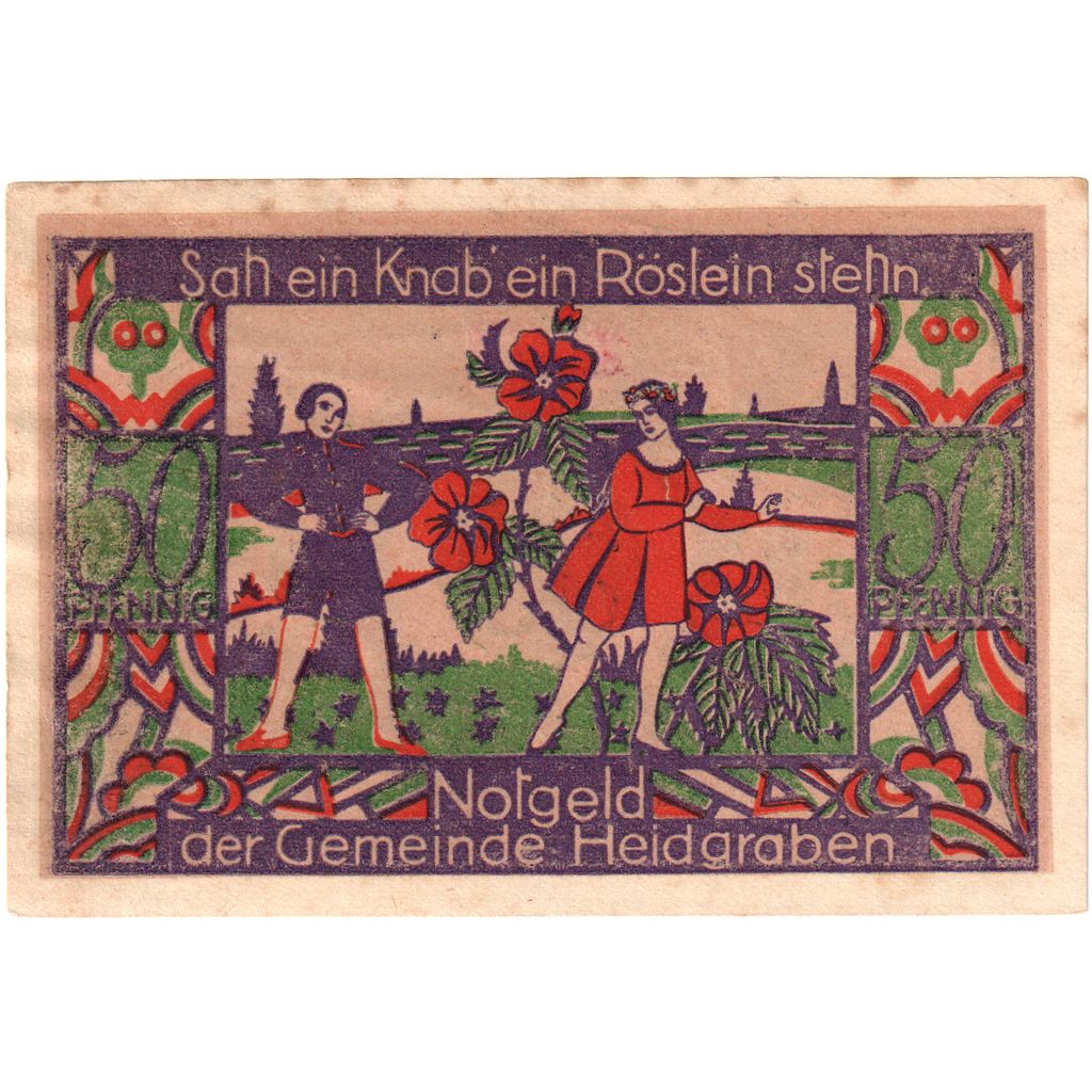 Deutschland, Heidgraben, 50 Pfennig, Fleur, O.D, UNZ, Mehl:589.2a