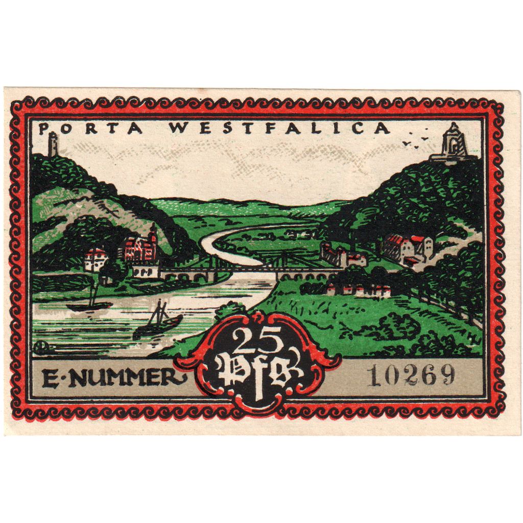 Deutschland, Hausberge a. Weser Amtssparkasse, 25 Pfennig, paysage, 1921