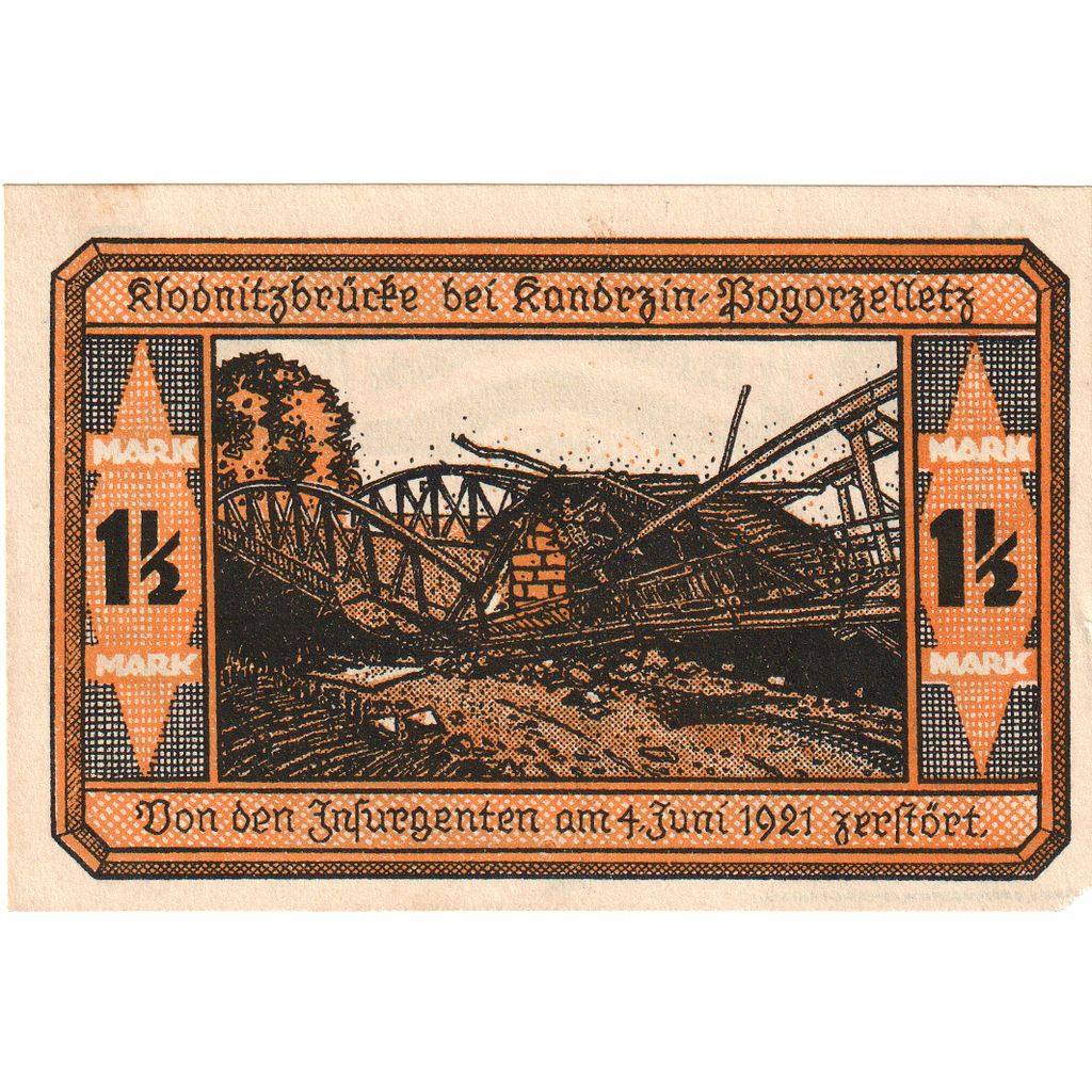 Niemcy, Kandrzin, 1.5 Mark, pont, 1921, 1921-06-06, UNC(65-70), Mehl:675.1