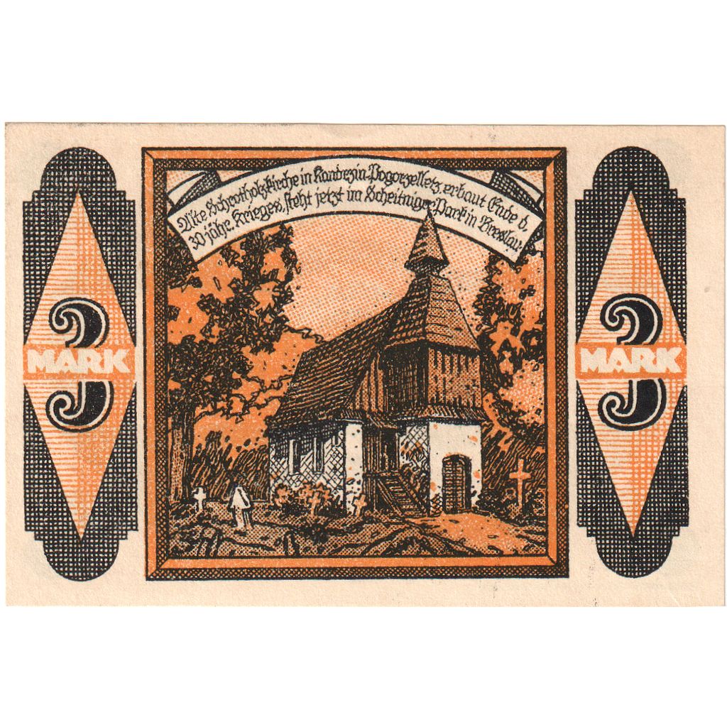 Niemcy, Kandrzin, 3 Mark, 1921-06-06, UNC(65-70)