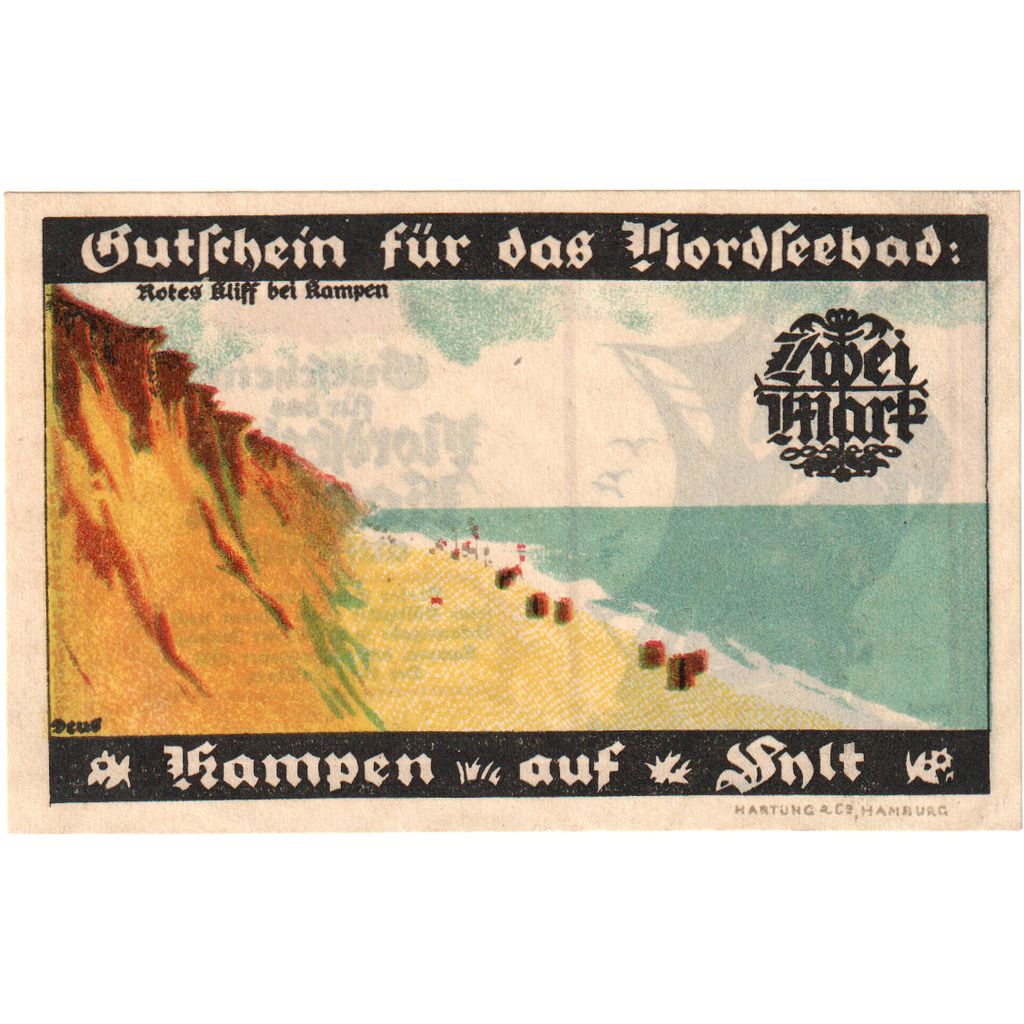 Banconote, Germania, Kampen, 2 Mark, paysage, 1921, 1921-09-01, FDS, Mehl:674.1a