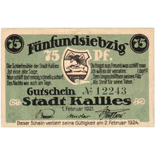 Germany, Kallies, 75 Pfennig, personnage, 1921, 1921-02-01, UNC(60-62)