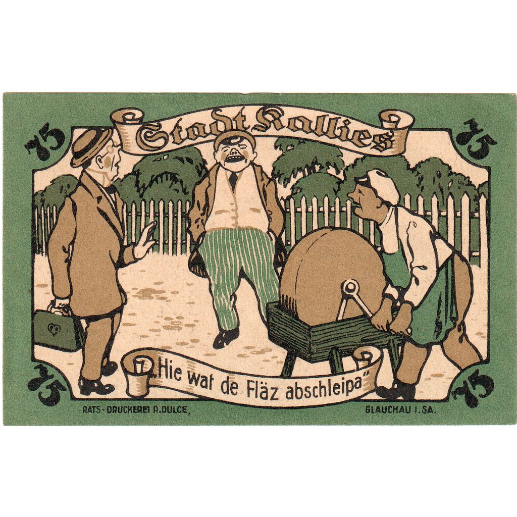 Germany, Kallies, 75 Pfennig, personnage, 1921, 1921-02-01, UNC(60-62)