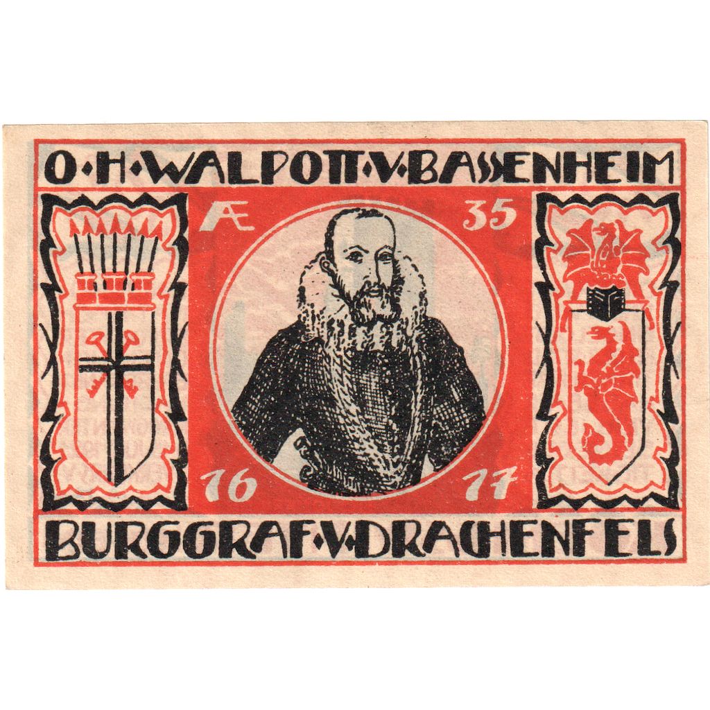 Alemania, Koenigswinter, 50 Pfennig, ruine, 1921, 1921-07-15, SC, Mehl:731.2