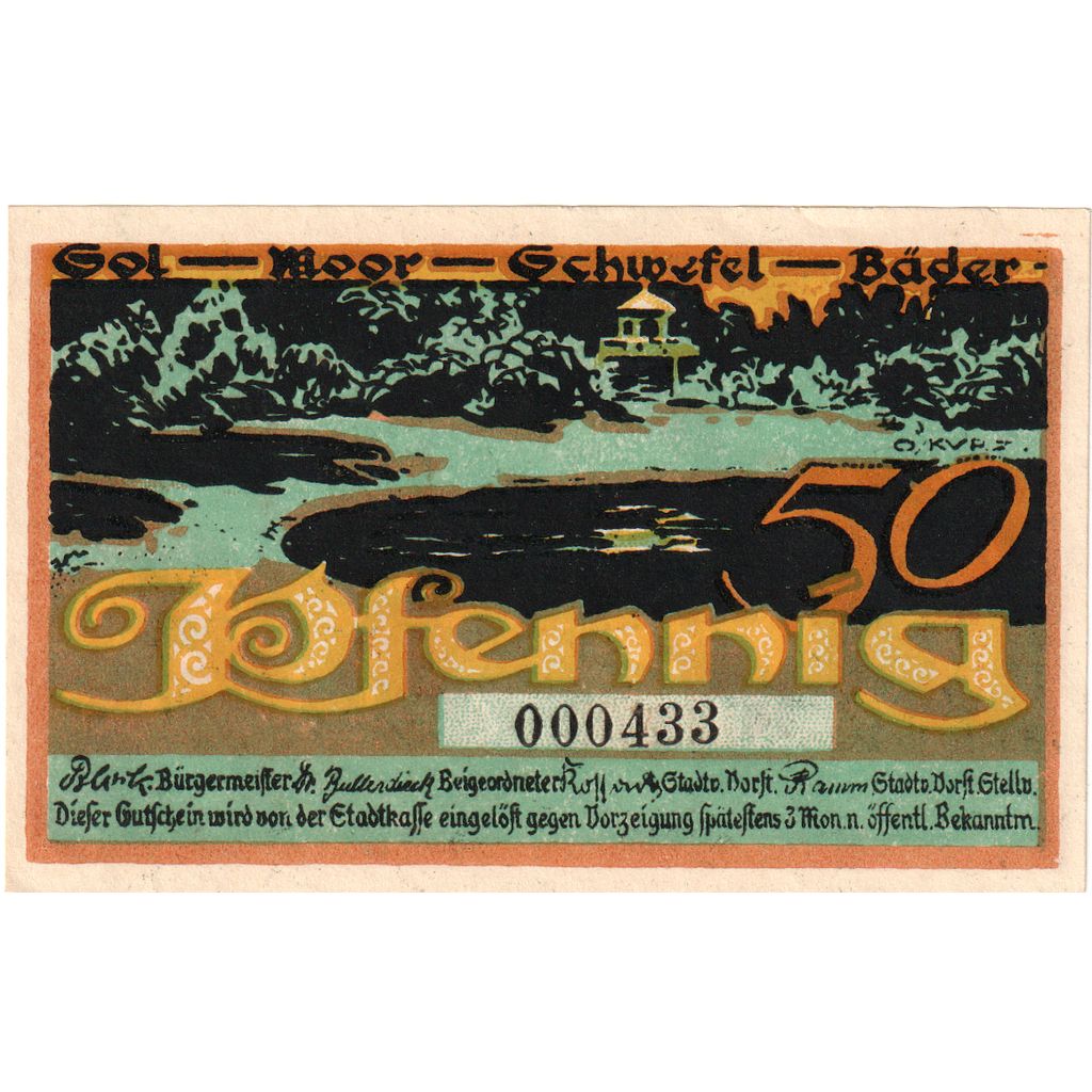 Germania, Oldesloe, Bad Stadt, 50 Pfennig, paysage, undated (1921), SPL