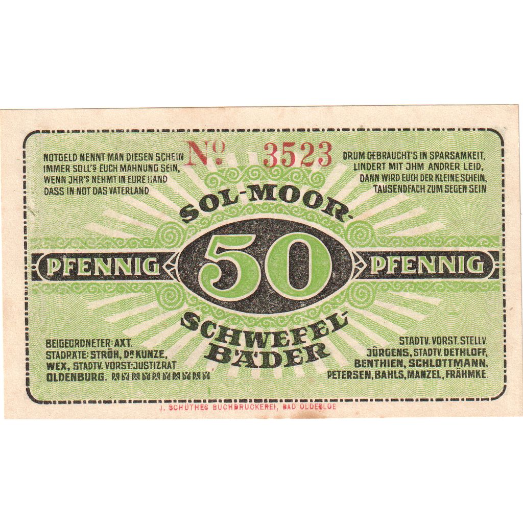 Alemania, Oldesloe, Bad Stadt, 50 Pfennig, valeur faciale, Undated (1918), EBC+