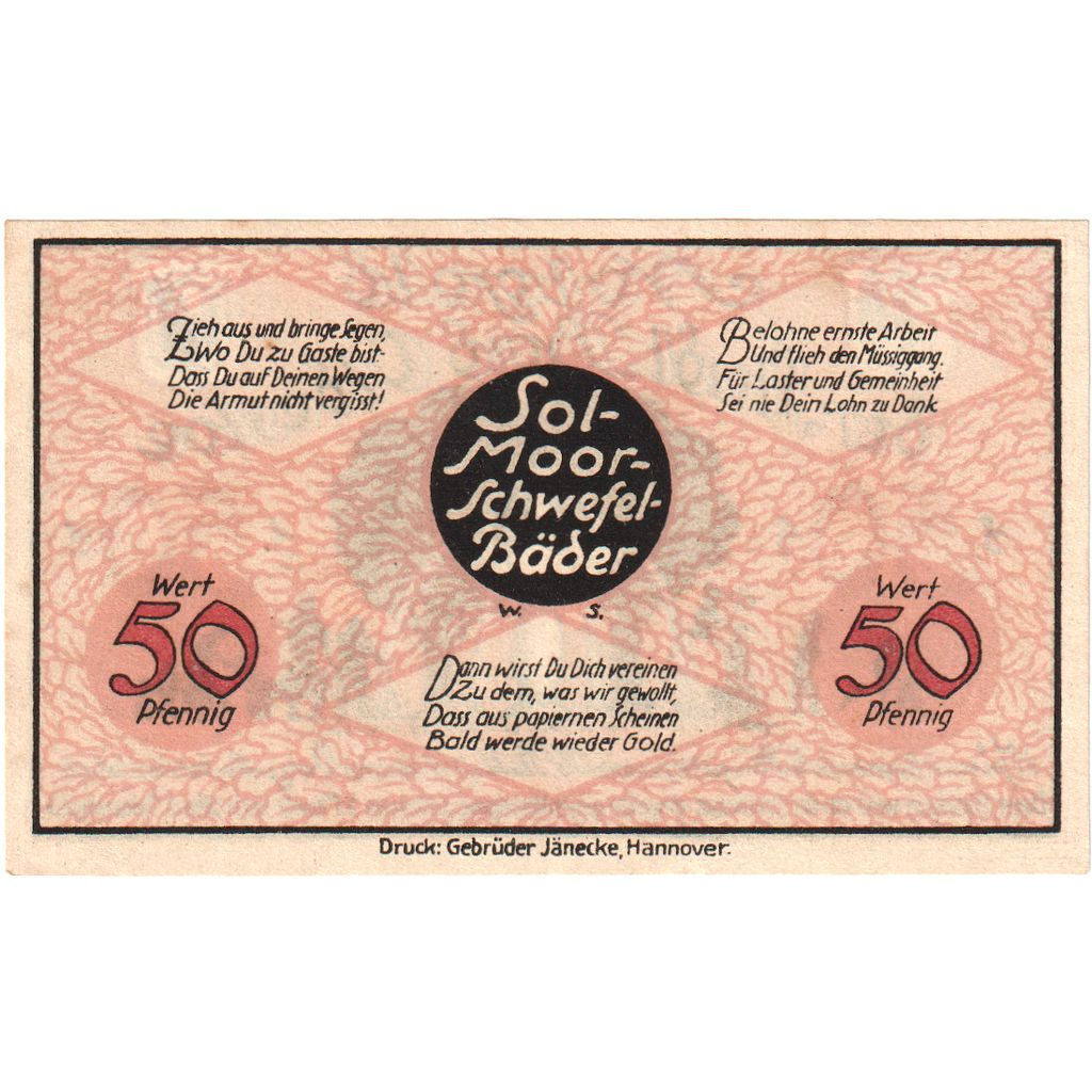 Alemania, Oldesloe, Bad Stadt, 50 Pfennig, valeur faciale, Undated (1919), EBC+